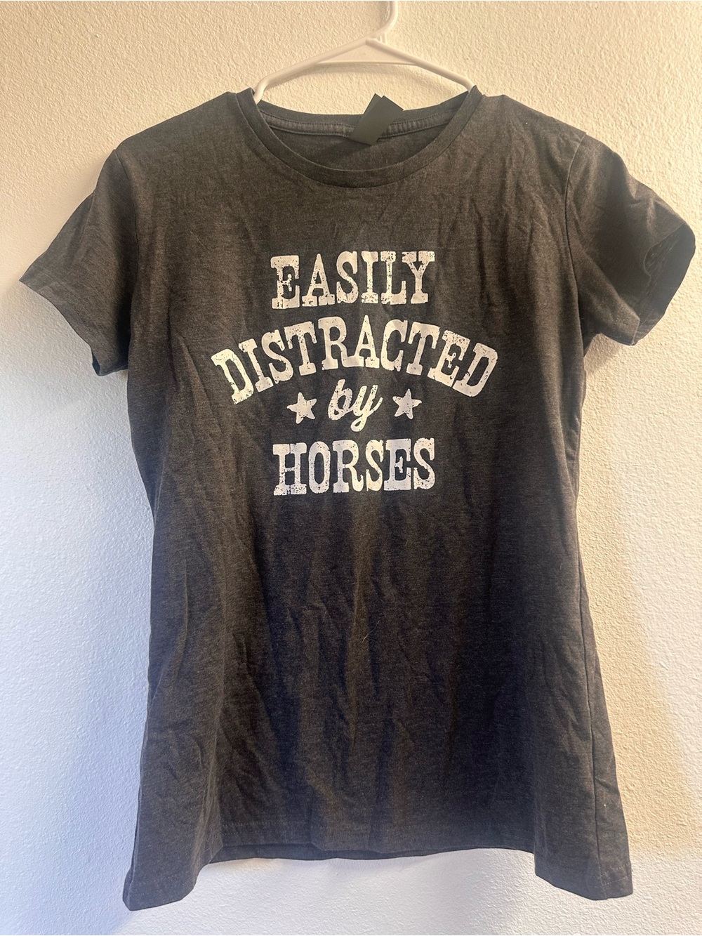 Kids Graphic Tee - Charcoal "Easily Distracted by Horses"